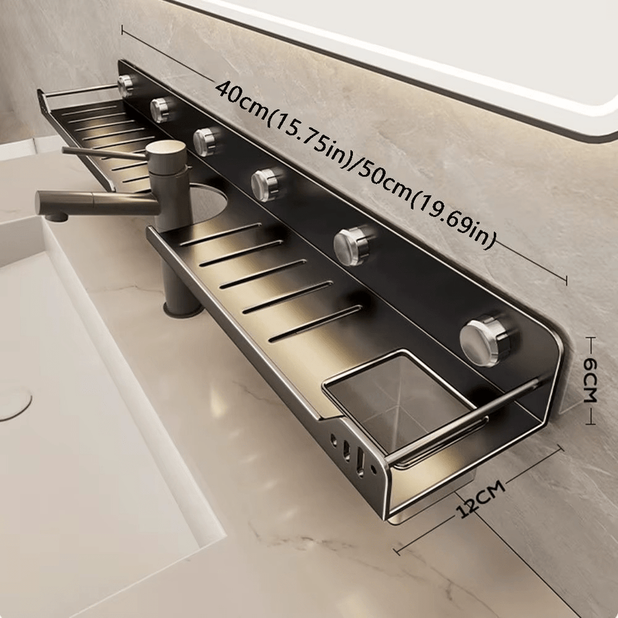 No - Drill Over - the - Faucet Storage Shelf with Suction Cups - Androf