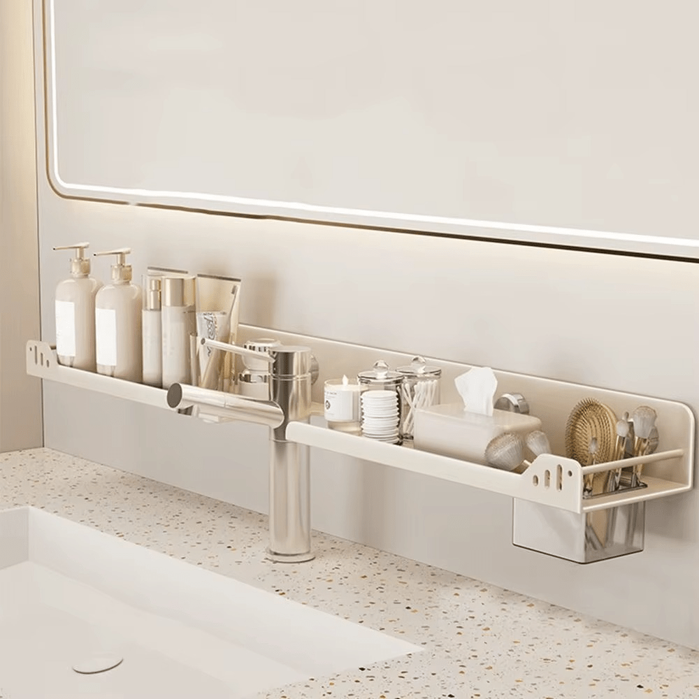 No - Drill Over - the - Faucet Storage Shelf with Suction Cups - Androf