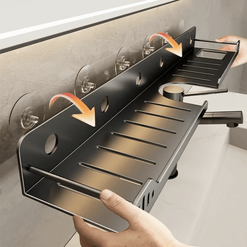 No - Drill Over - the - Faucet Storage Shelf with Suction Cups - Androf