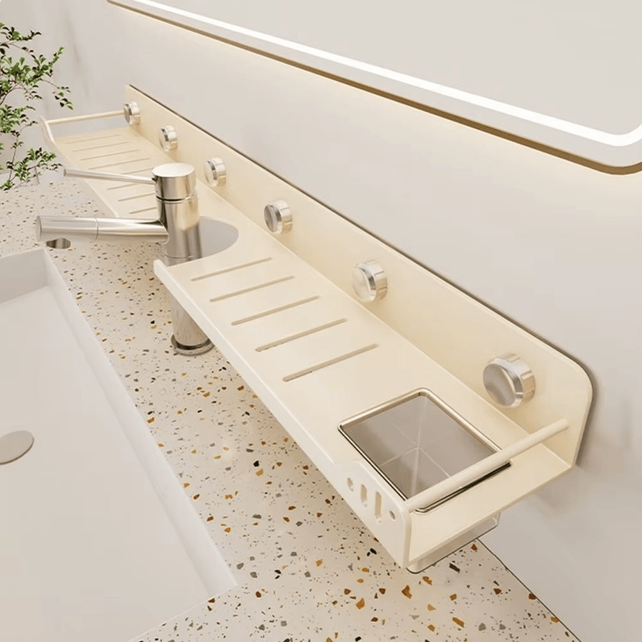 No - Drill Over - the - Faucet Storage Shelf with Suction Cups - Androf