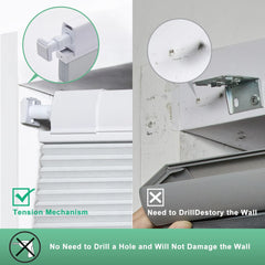 No - Drill Top - Down Bottom - Up Honeycomb Blinds – Cordless, Thermal Insulated, Noise Reduction - Androf