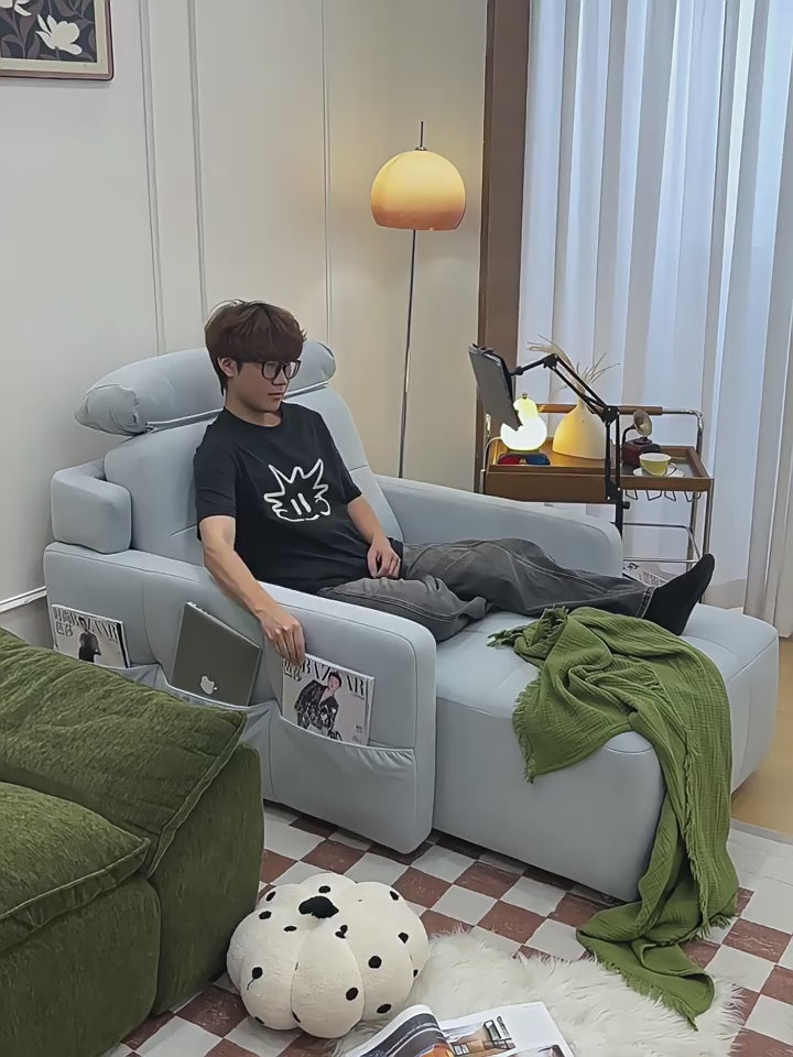 Motorized Convertible Chaise Lounge Sofa Bed with One-Touch Recline