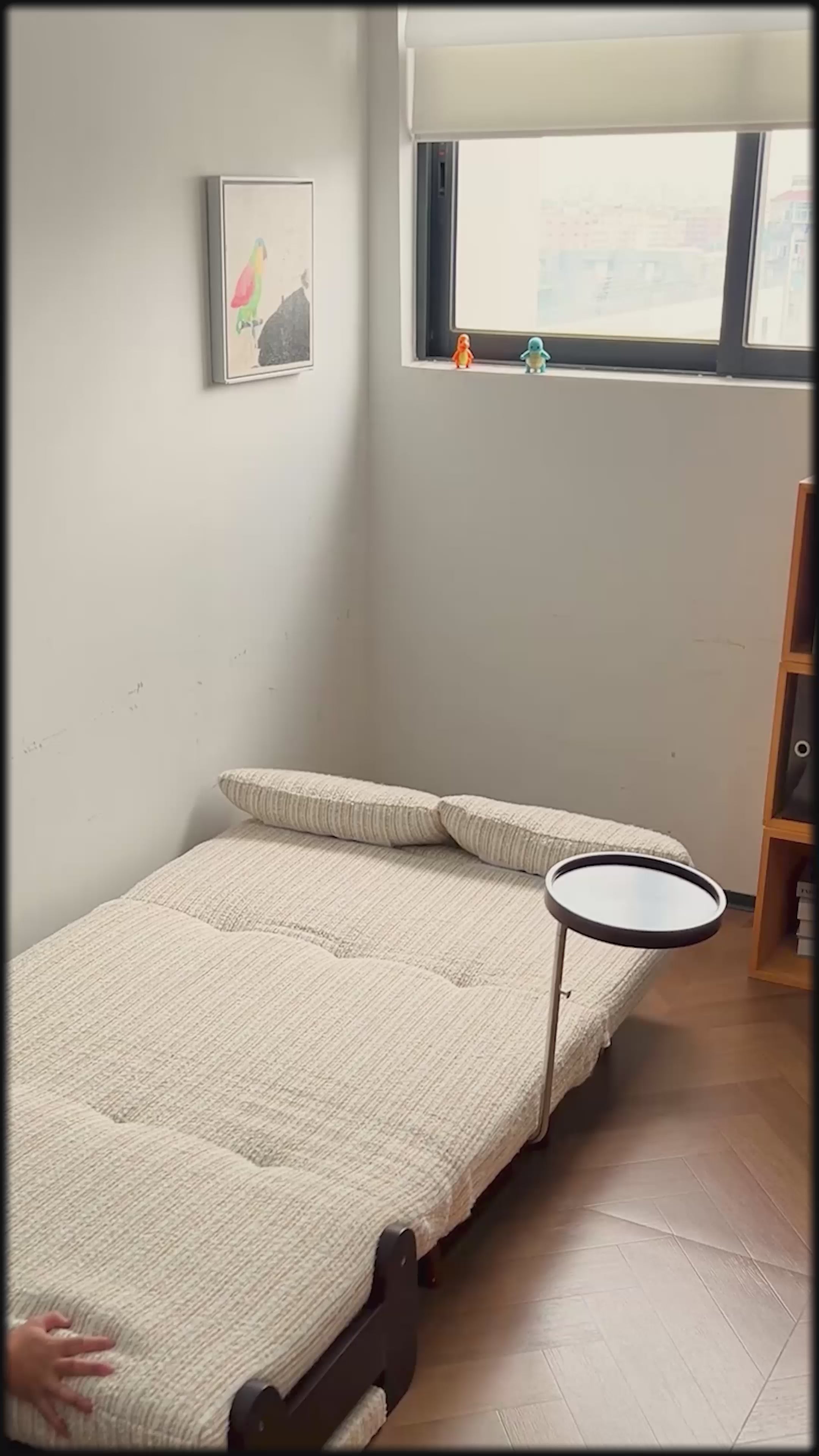 5-Position Convertible Sofa Bed with 360° Swivel Side Table