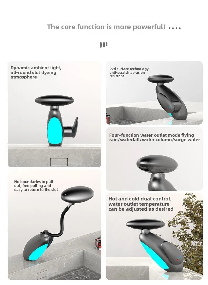 Smart LED Bathroom Faucet – 4 Water Modes, 360° Pull - Out Head - Androf