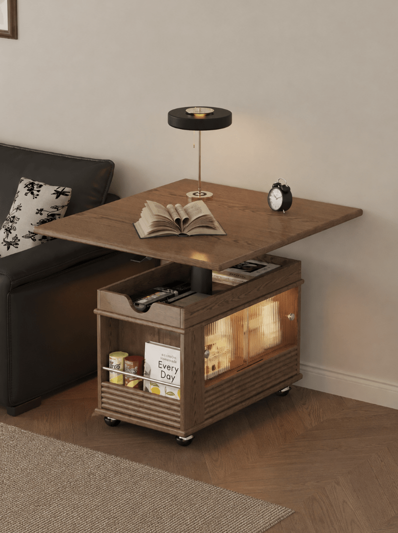 Solid Wood Transforming Coffee Table with Lift-Top & Storage - Androf