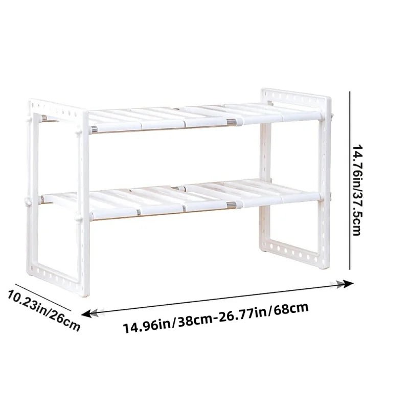 Under Sink Organizer 2 Tier Multipurpose Retractable Shelf Cabinet Organizer Under Sink Storage Rack Bathroom Kitchen Organizer - Androf