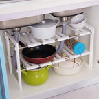 Under Sink Organizer 2 Tier Multipurpose Retractable Shelf Cabinet Organizer Under Sink Storage Rack Bathroom Kitchen Organizer - Androf