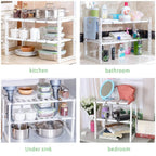 Under Sink Organizer 2 Tier Multipurpose Retractable Shelf Cabinet Organizer Under Sink Storage Rack Bathroom Kitchen Organizer - Androf