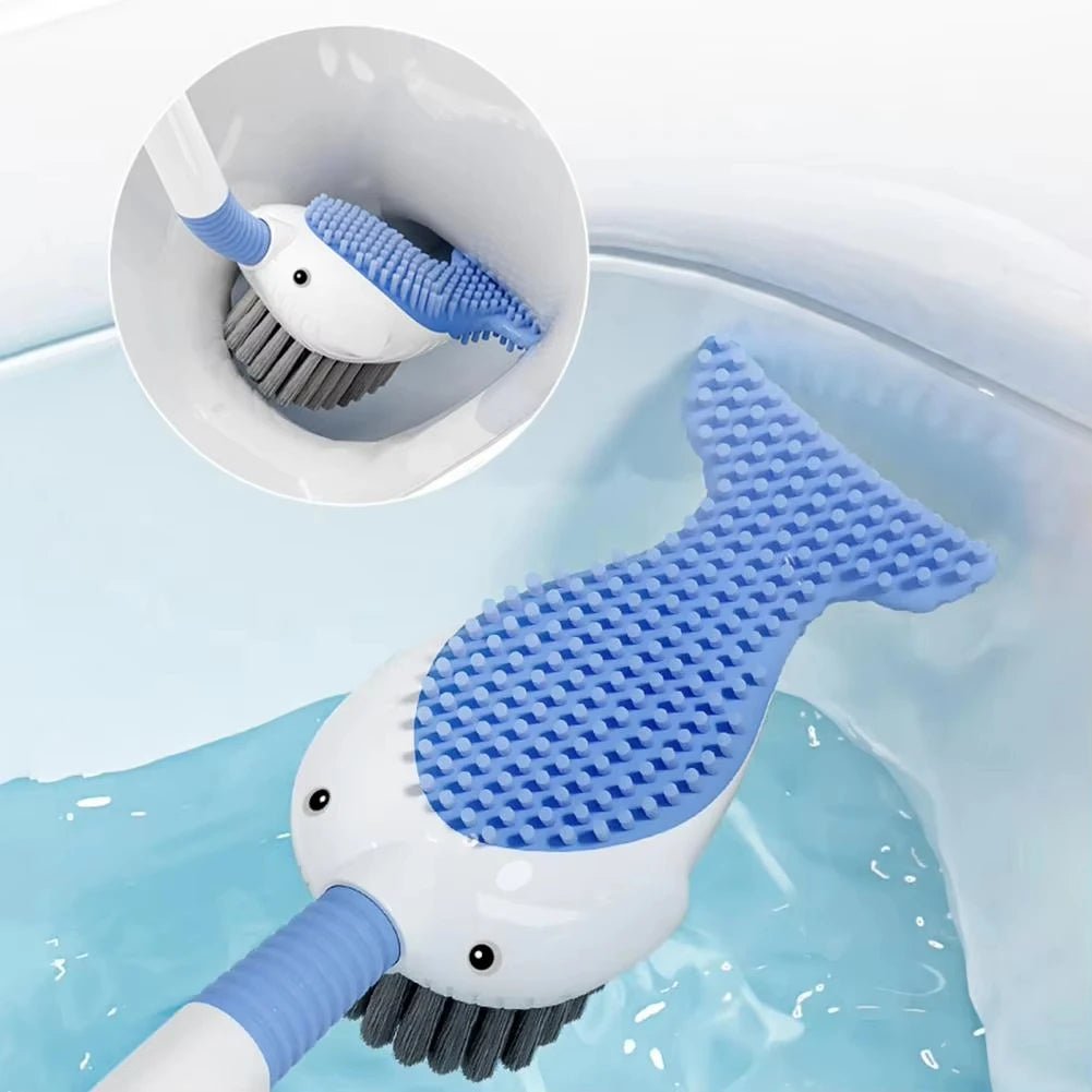 Whale - Shaped 360° Toilet Brush with Silicone Head & Wall - Mounted Holder - Androf
