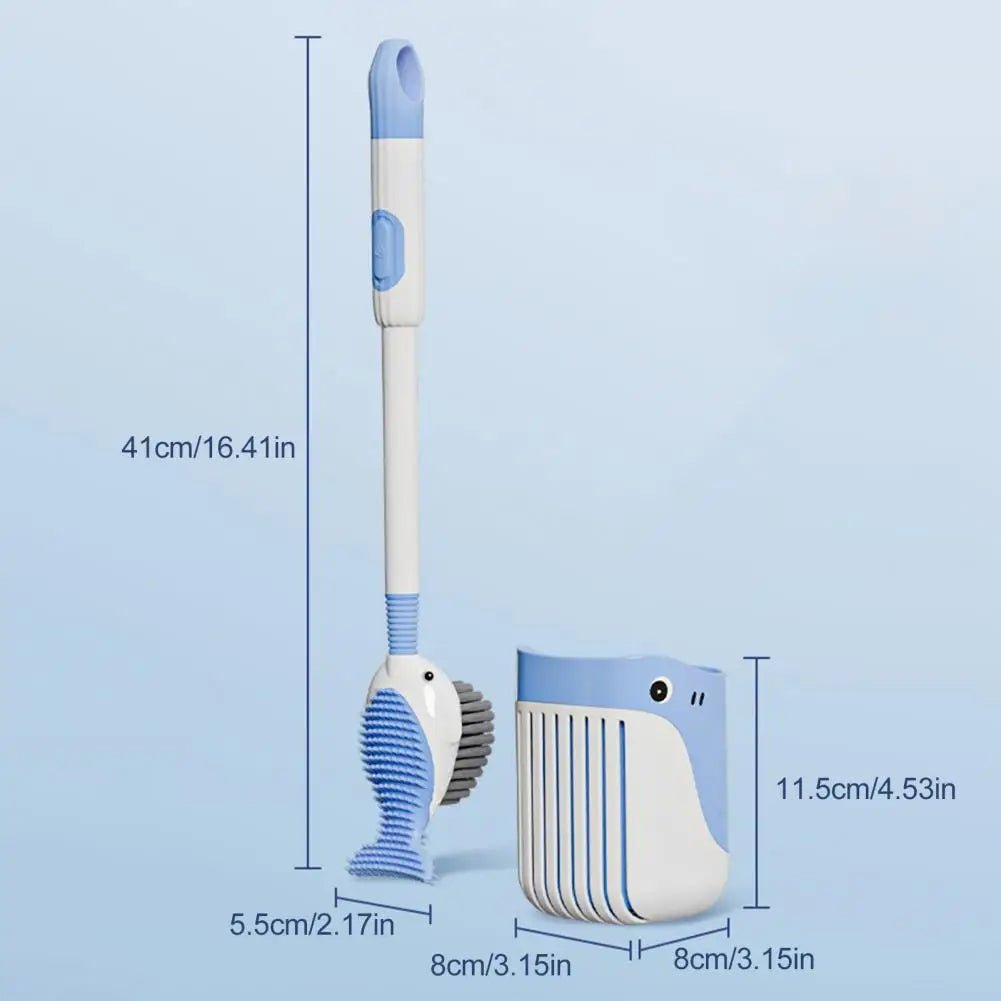 Whale - Shaped 360° Toilet Brush with Silicone Head & Wall - Mounted Holder - Androf