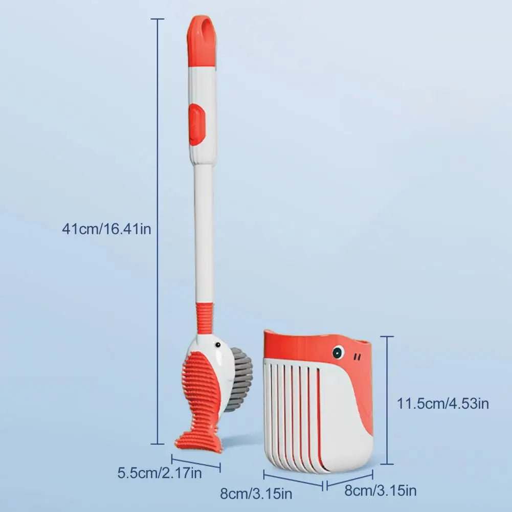 Whale - Shaped 360° Toilet Brush with Silicone Head & Wall - Mounted Holder - Androf