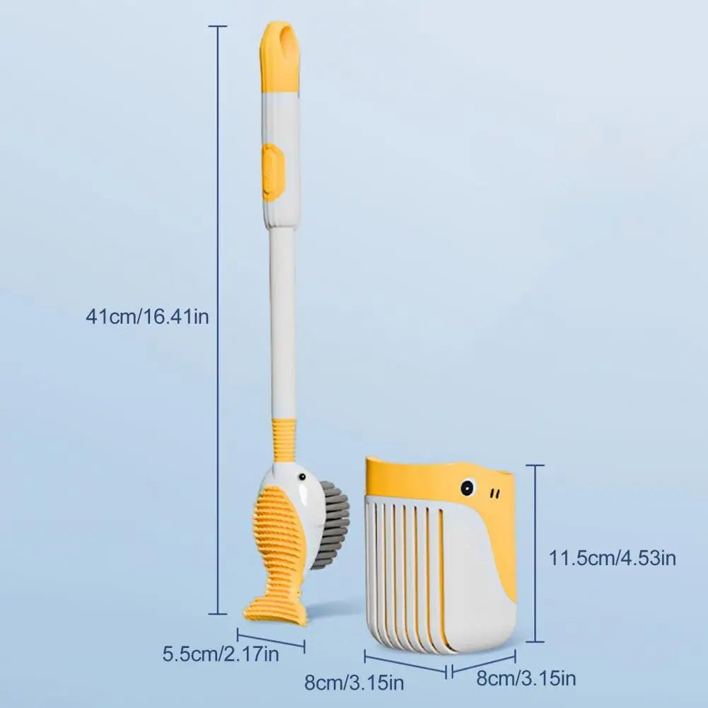 Whale - Shaped 360° Toilet Brush with Silicone Head & Wall - Mounted Holder - Androf