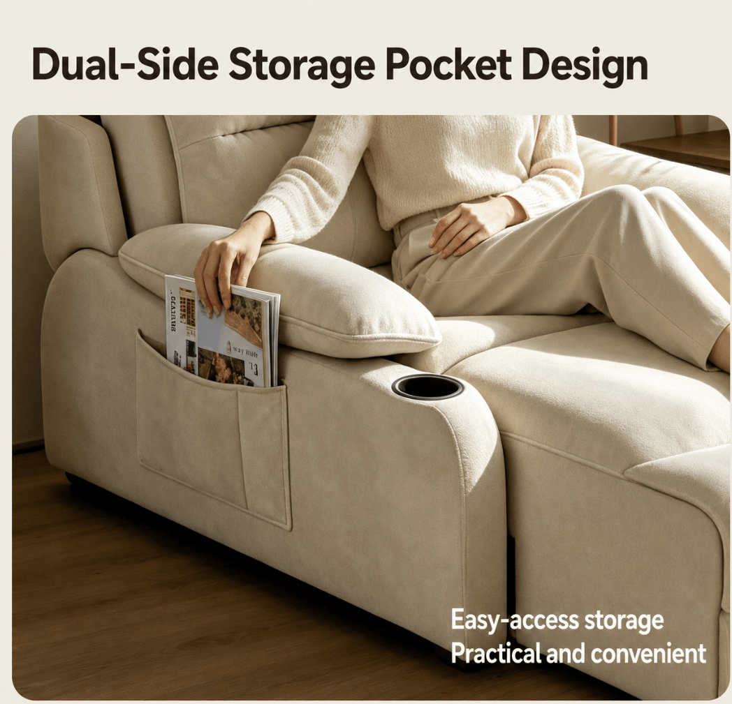 Zero-Wall Power Recliner Chair with Lay-Flat Bed, Cup Holders & Optional Massage - Androf