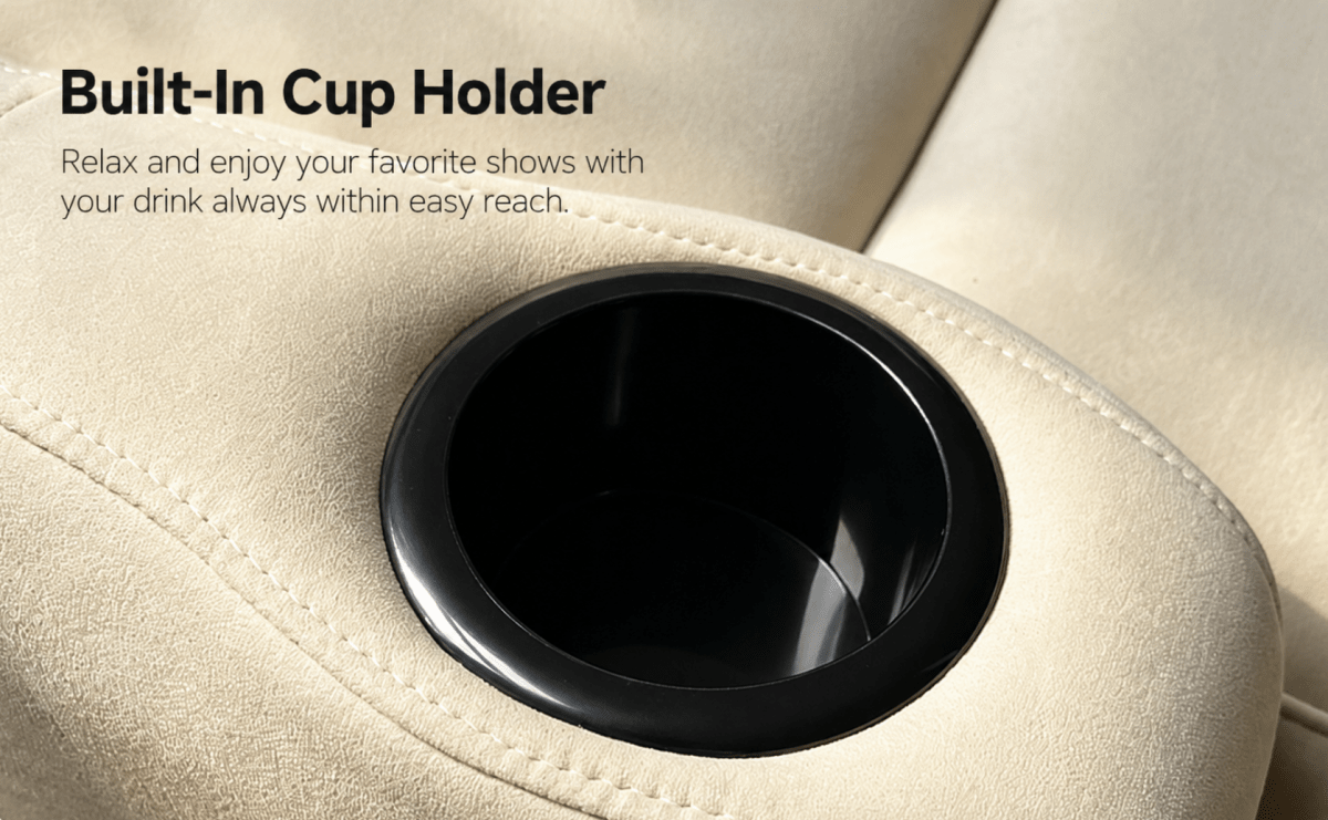 Zero-Wall Power Recliner Chair with Lay-Flat Bed, Cup Holders & Optional Massage - Androf