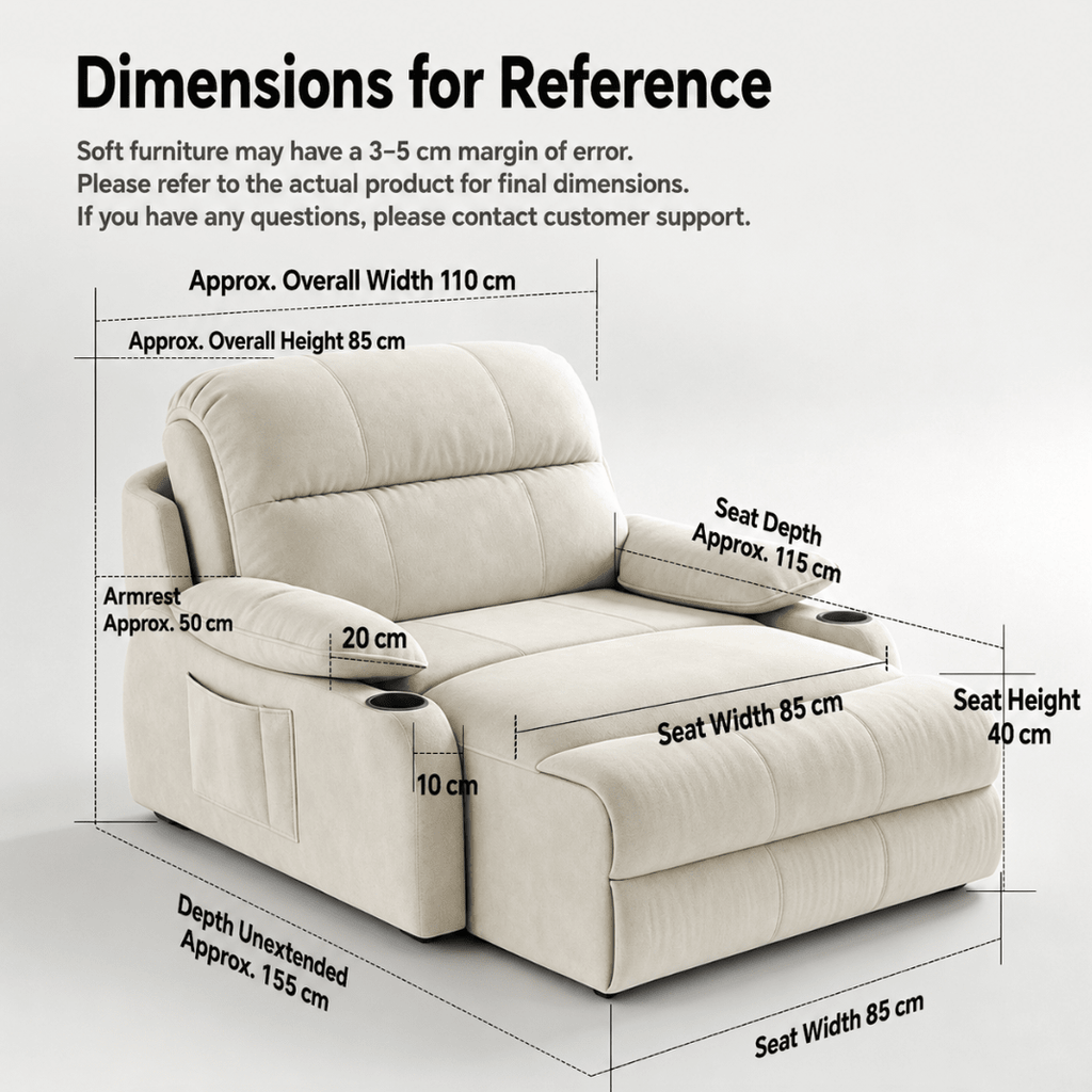 Zero-Wall Power Recliner Chair with Lay-Flat Bed, Cup Holders & Optional Massage - Androf