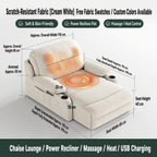 Zero-Wall Power Recliner Chair with Lay-Flat Bed, Cup Holders & Optional Massage - Androf