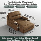 Zero-Wall Power Recliner Chair with Lay-Flat Bed, Cup Holders & Optional Massage - Androf