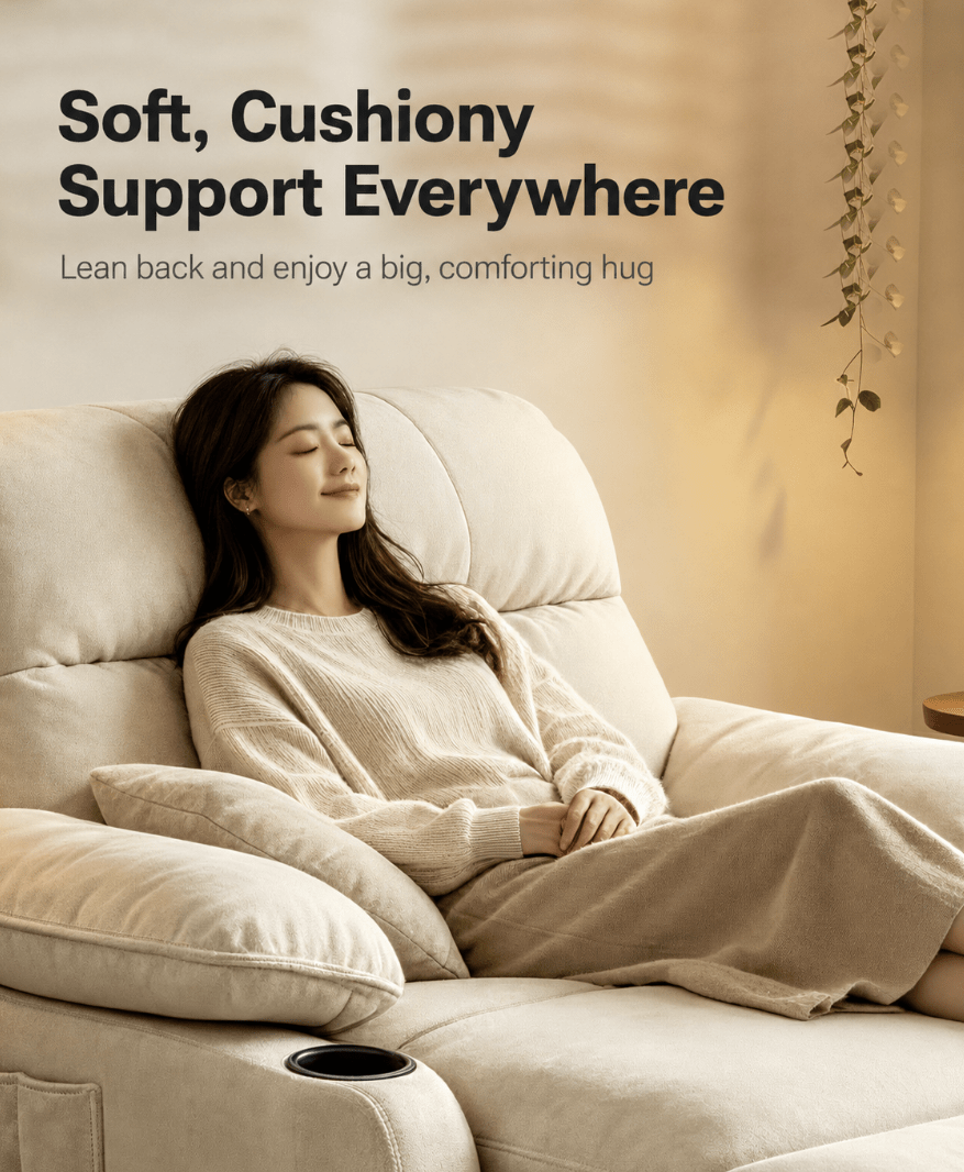 Zero-Wall Power Recliner Chair with Lay-Flat Bed, Cup Holders & Optional Massage - Androf